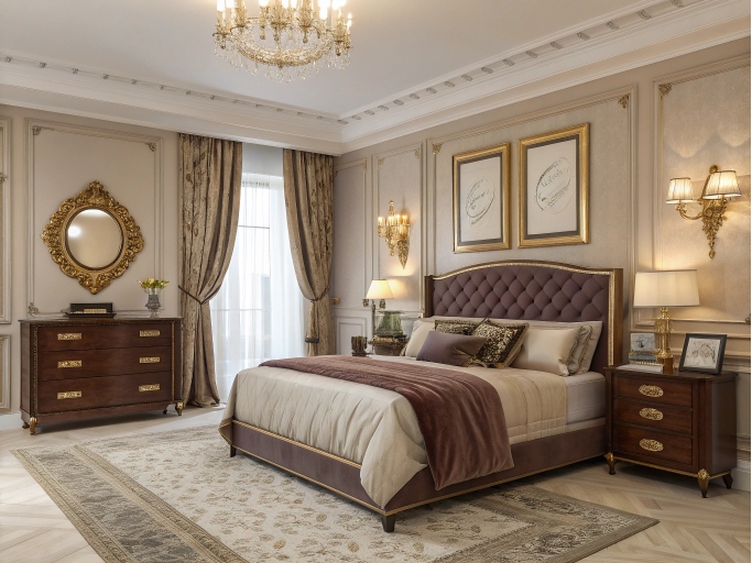 Luxury bedroom with elegant furnishings